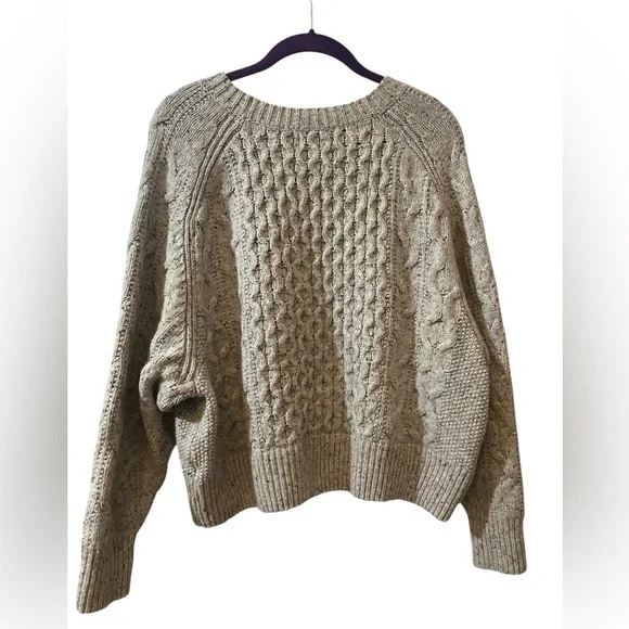 Vintage Women's Cable Knit Sweater - size L gray - Picture 2 of 5
